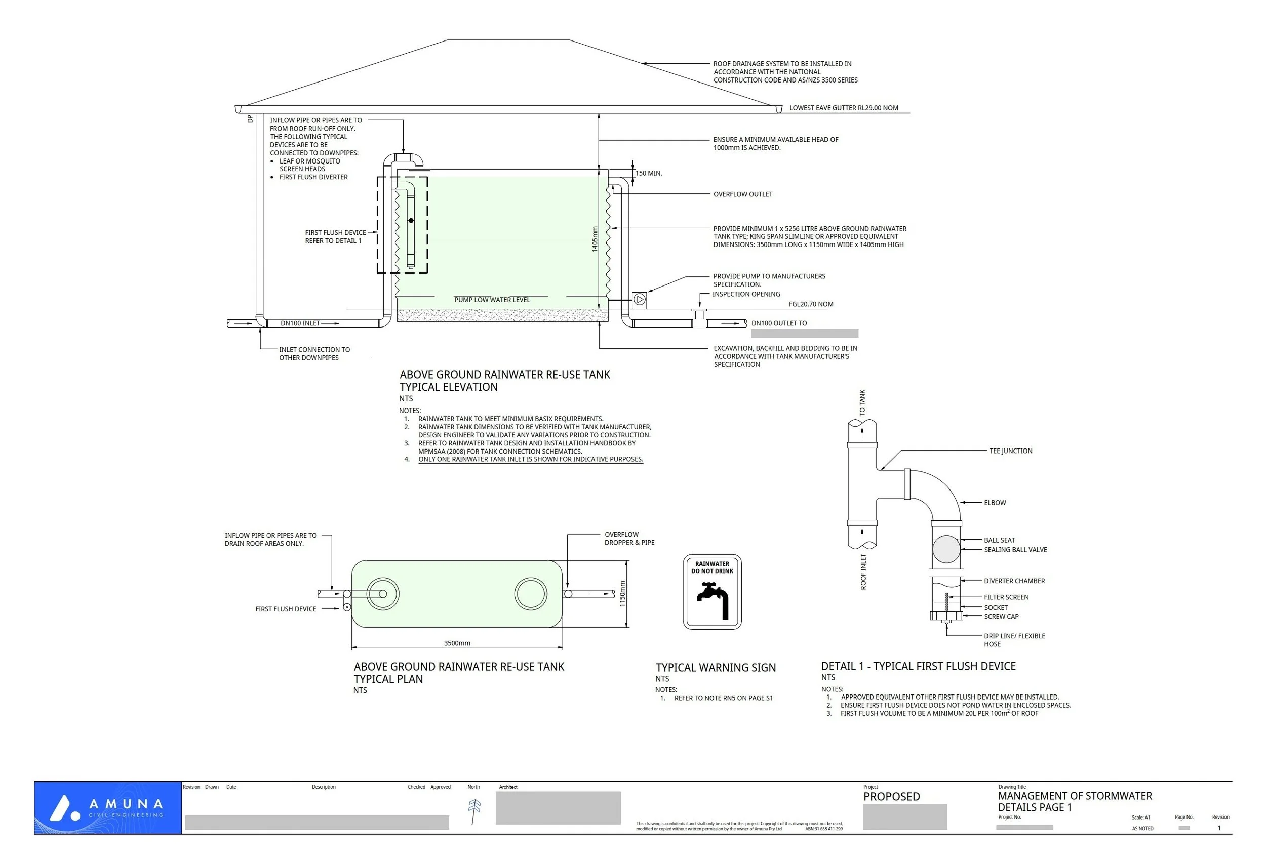 Rainwater tank detail