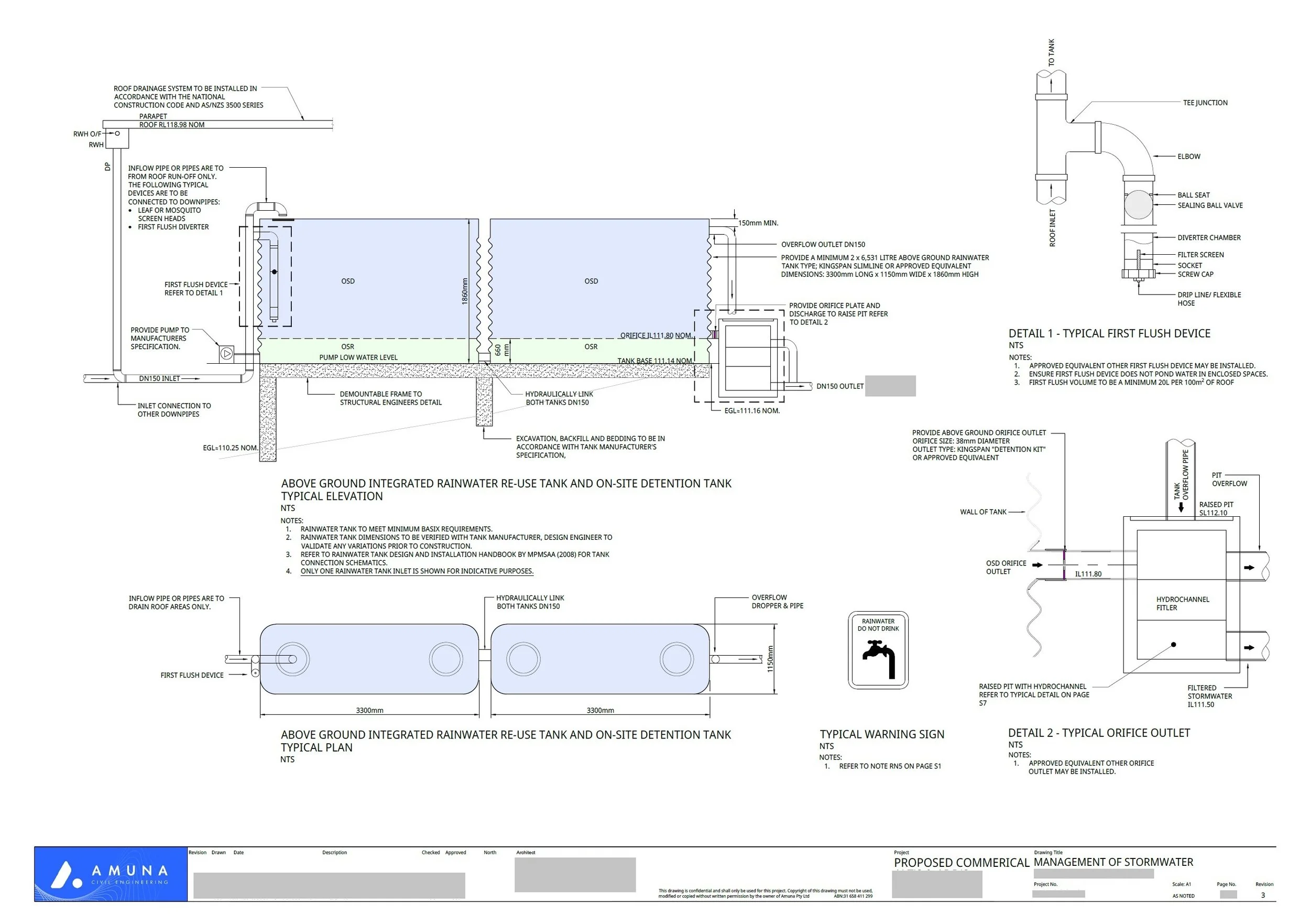 On-Site Dentention, Rainwater, WSUD detail