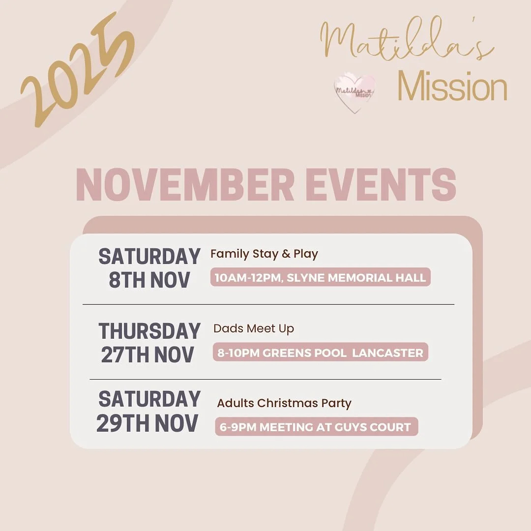 🍂 Our November 2025 events🍂

Book on at: https://www.ticketsource.co.uk/matildas-mission