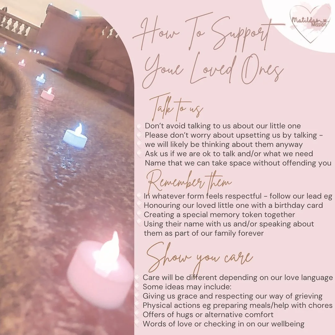 🤍How to support a loved one who is grieving🤍

We know it can be so so hard for families to navigate this time. Each individual situation is unique, but we asked some of our families what they have found to helpful and they told us how to support th