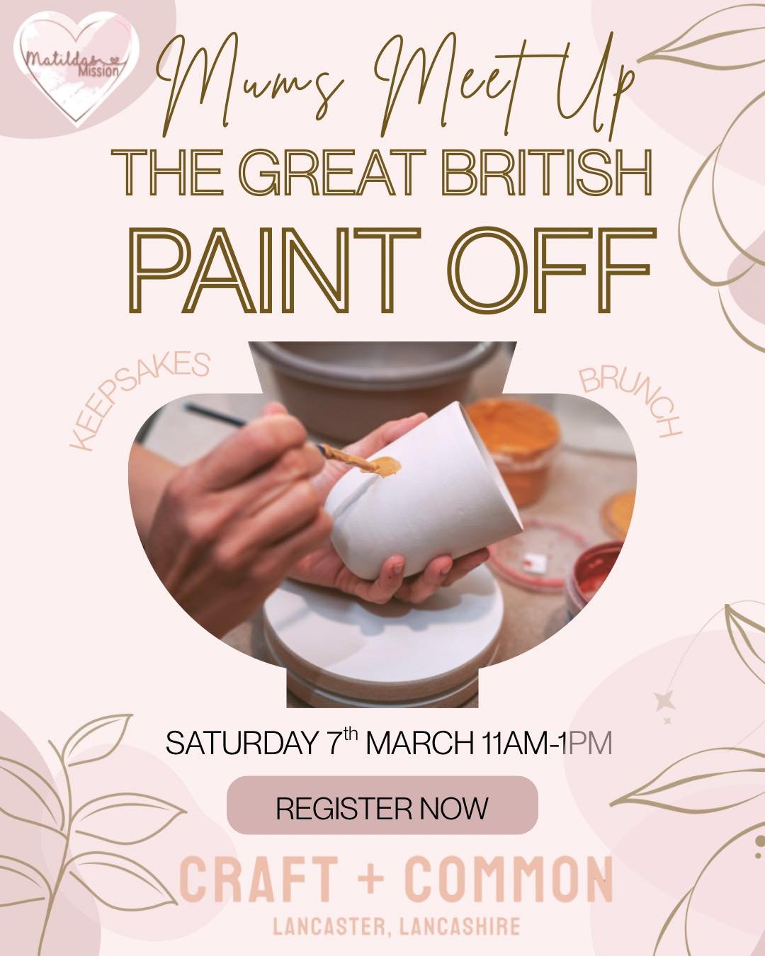 Just a quick reminder that if there are any bereaved mums who would want to come on our mums meet up for painting &amp; brunch at Craft &amp; Common in Lancaster, you have until tomorrow, Friday 14th February to book on! Details are on the booking li