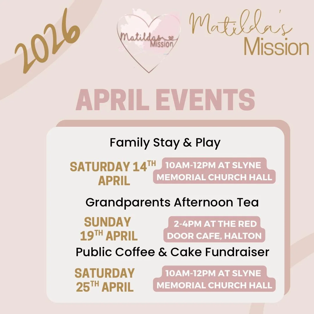 🌺 Our April events at Matilda&rsquo;s Mission 🌺

Book on for Family Stay &amp; Play at: 
https://www.ticketsource.co.uk/matildas-mission 💻

&amp; No need to book on for our public fundraiser Coffee &amp; Cake morning! ☕️

Our Grandparents afternoo