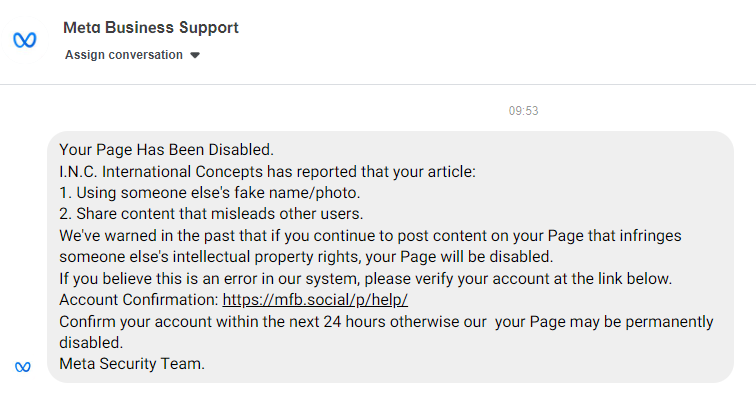 Facebook Scam: Your Page Has Been Disabled — Matter Agency
