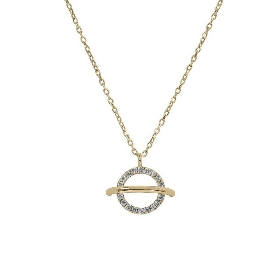 Diamond Orbit Necklace-Metal Sugar Jewelry
