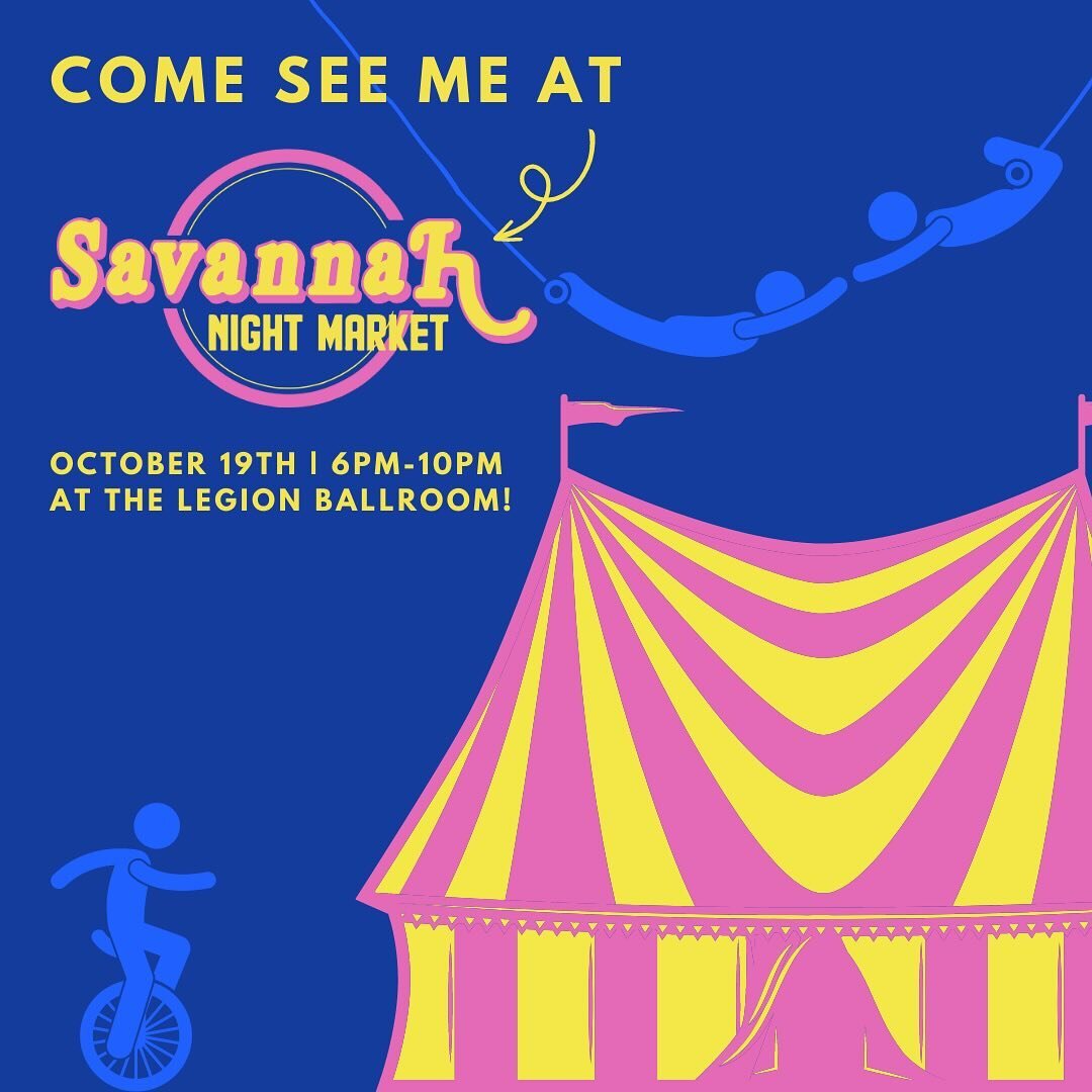 SAVANNAH NIGHT MARKET 🤡 

I&rsquo;ll be set up with new jewelry and some classics, too!

Where: The Ballroom at the American Legion

1108 Bull Street

When: 6-10PM this Thursday Oct 19th

You won&rsquo;t want to miss out on 40+ amazing vendors, live