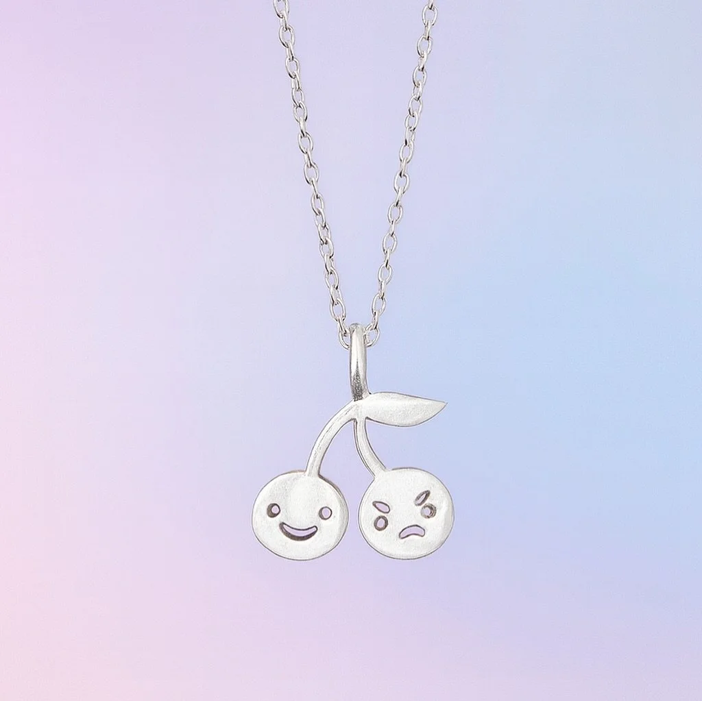 My daughter Louie turned 10 today and her birthday request was for me to make her a little double cherry charm necklace with faces! 🍒 😊 😠 

If you&rsquo;ve known me a while, you know this is a classic for me to do tiny things with faces. Kawaii!

