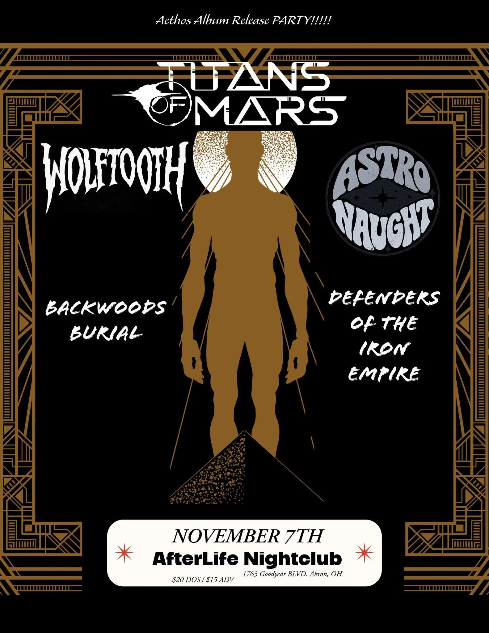 Titans of Mars Aethos Album Release Party With Special Guests: Wolftooth | Astro Naught | Backwoods Burial | Defenders of the Iron Empire
