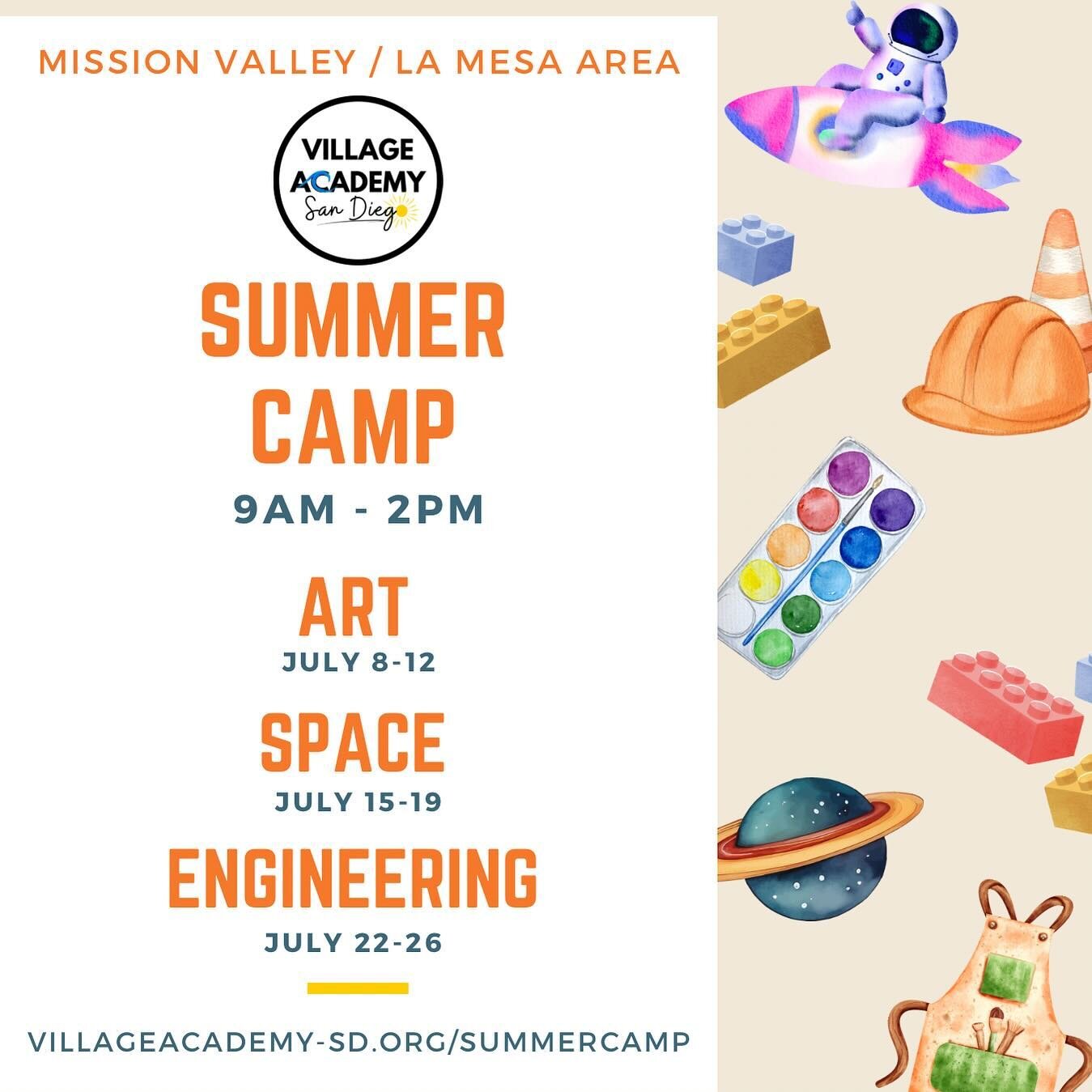 Summer is calling and adventure awaits! ☀️🌲 Introducing our exciting Summer Camp lineup - where creativity, innovation, and fun collide. 🎨🔧🌌

Enroll your explorer today at www.villageacademy-sd.org/summercamp or using the link in our bio!