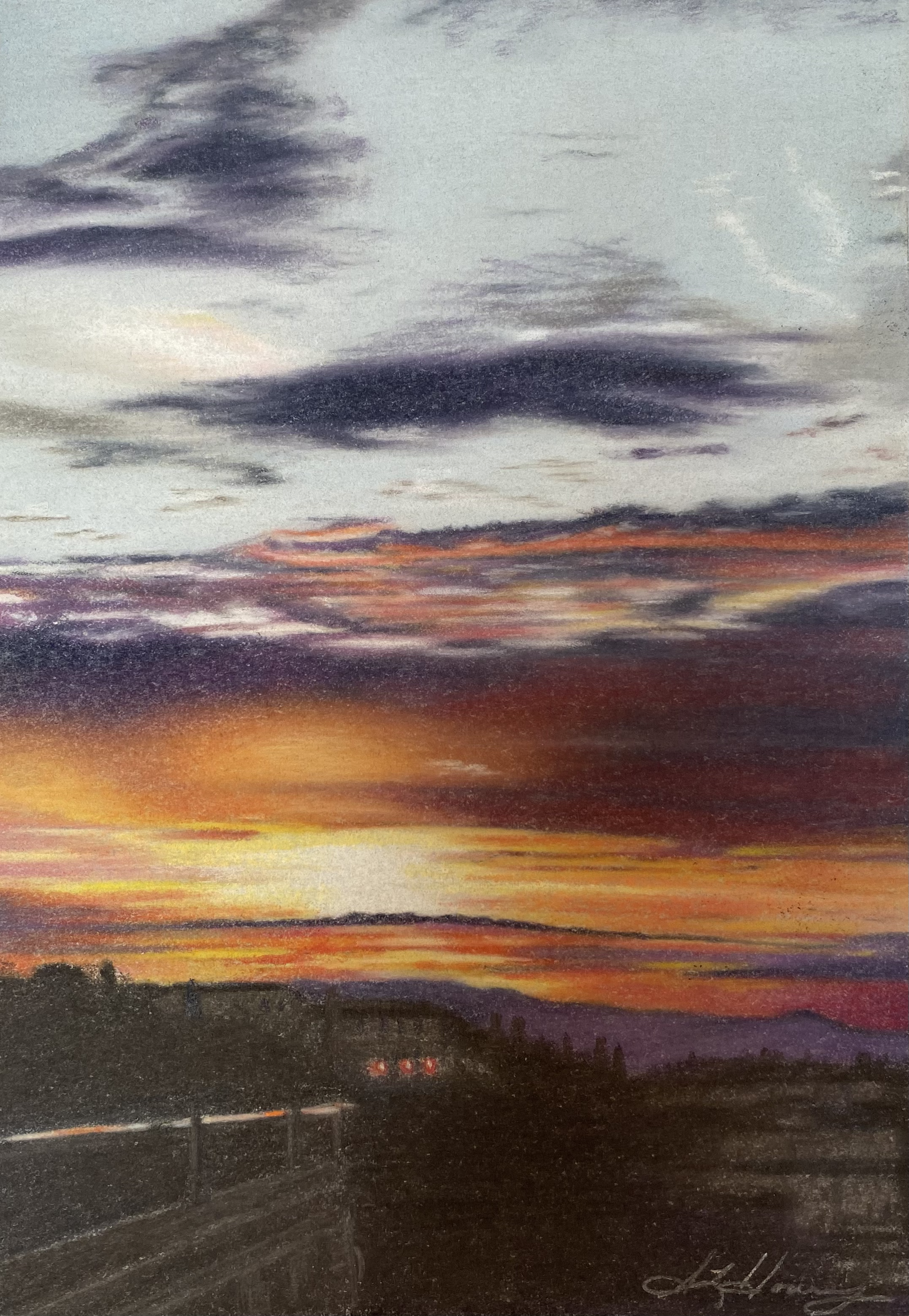 Sunset Over Florence,
Pastel on Paper