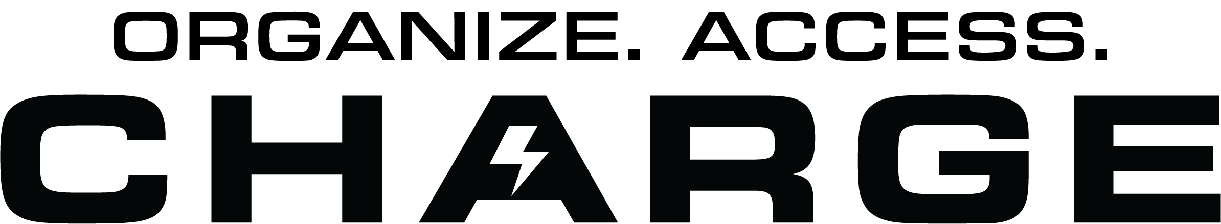 Black text that reads 'CHARGE' with a lightning bolt symbol replacing the letter 'A'.