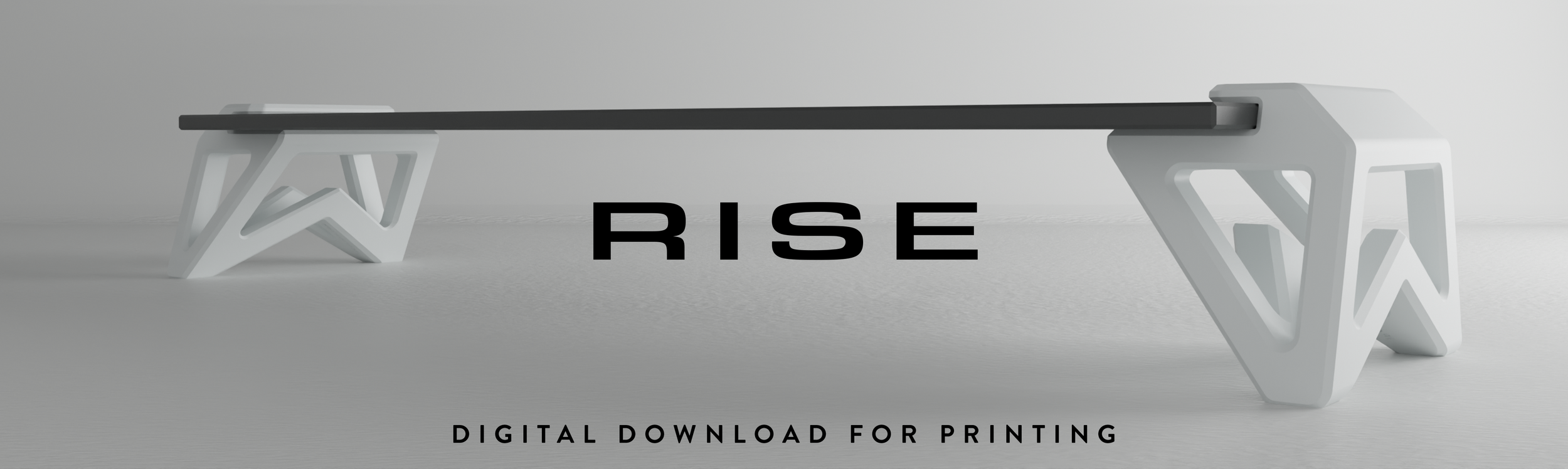 A minimalist digital rendering of a balance scale with the word 'RISE' in bold black letters underneath, and the phrase 'DIGITAL DOWNLOAD FOR PRINTING' at the bottom.