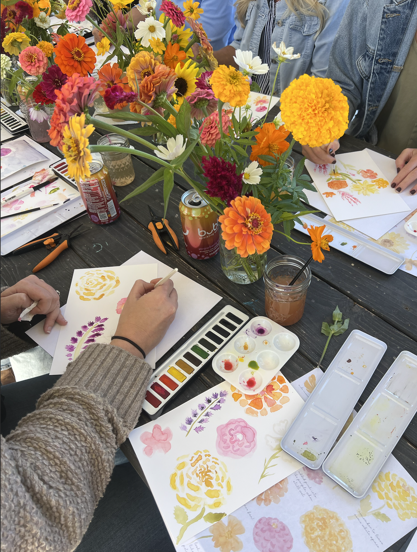 Spring Flower Watercolor Art Class