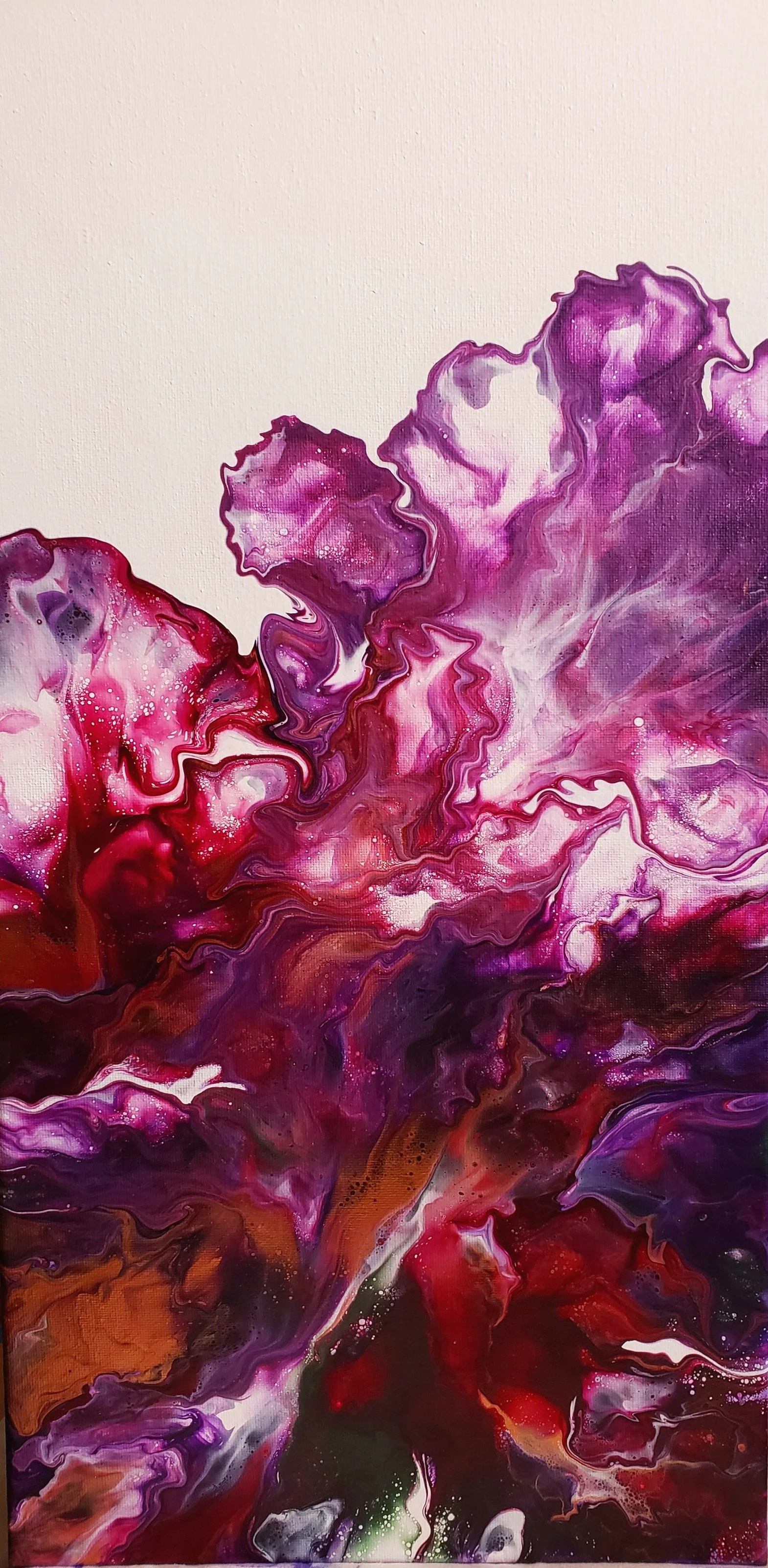 SOLD - Dutch pour on 10" x 20" x 5/8" canvas finished with archival varnish