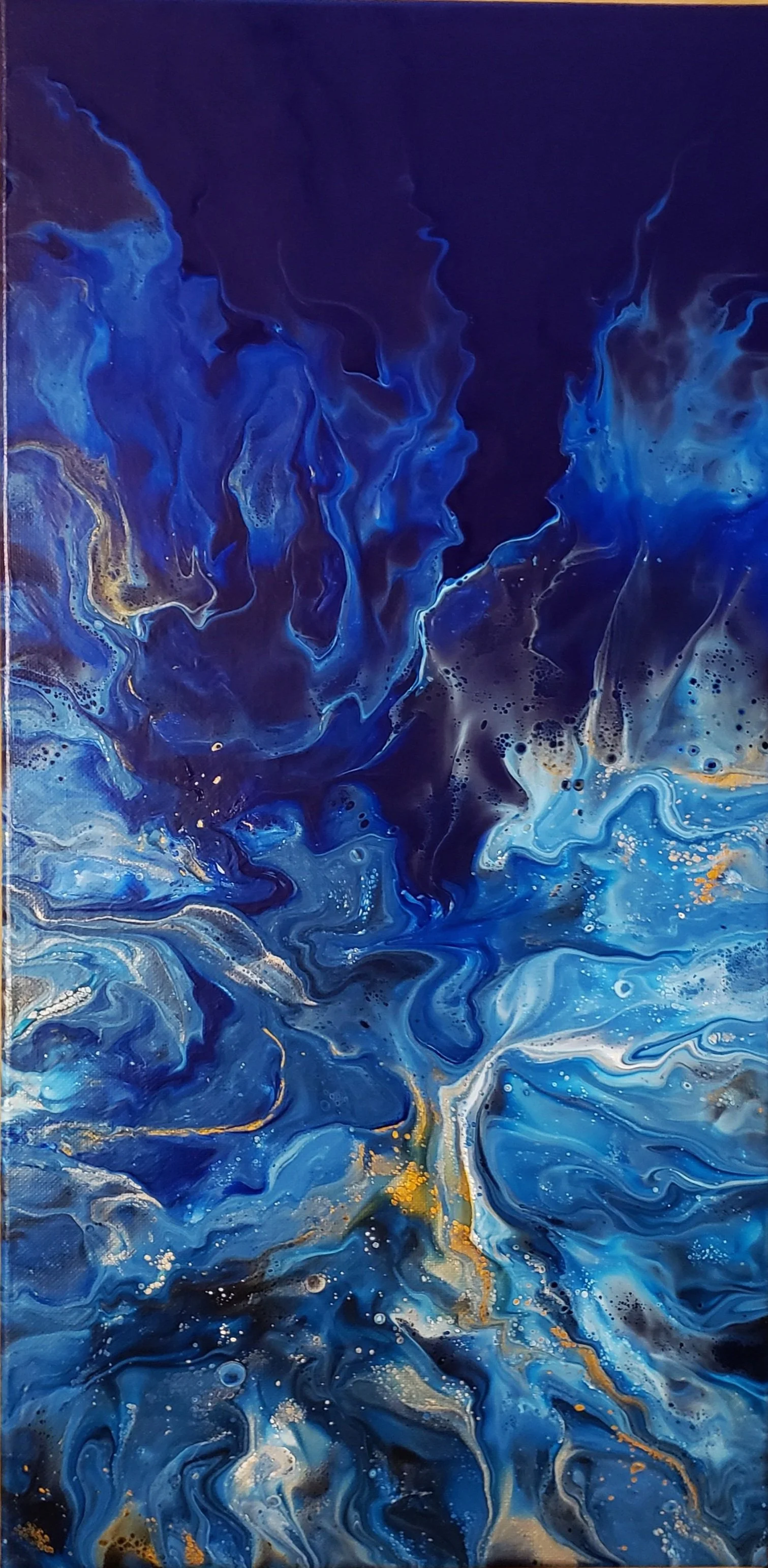 Dutch pour on 12" x 24" x 5/8" canvas finished with archival varnish