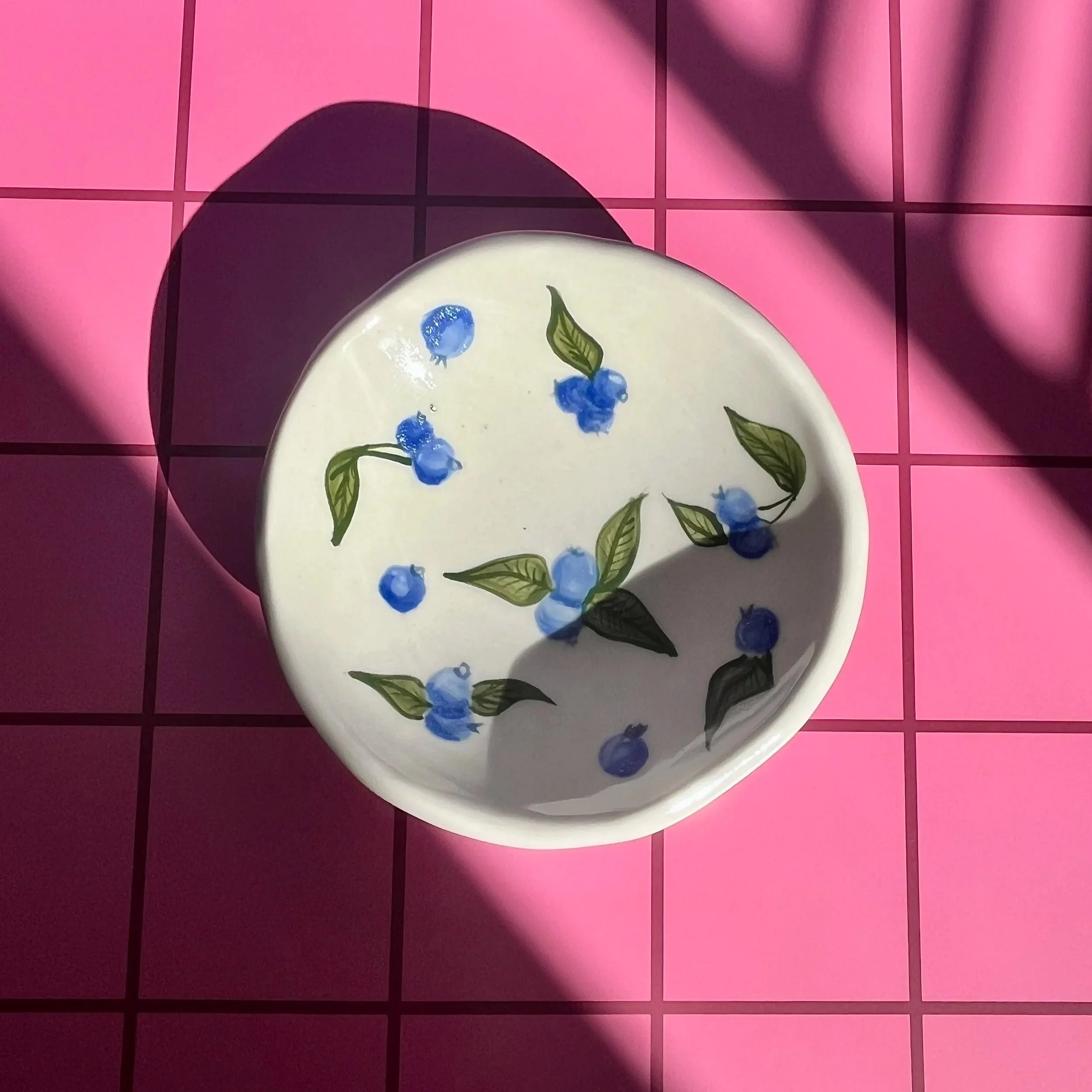 Blueberry hand painted dish