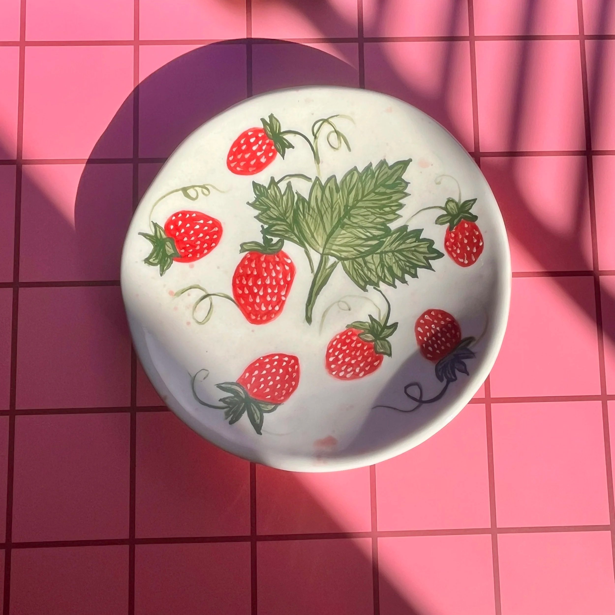 Strawberry hand painted dish