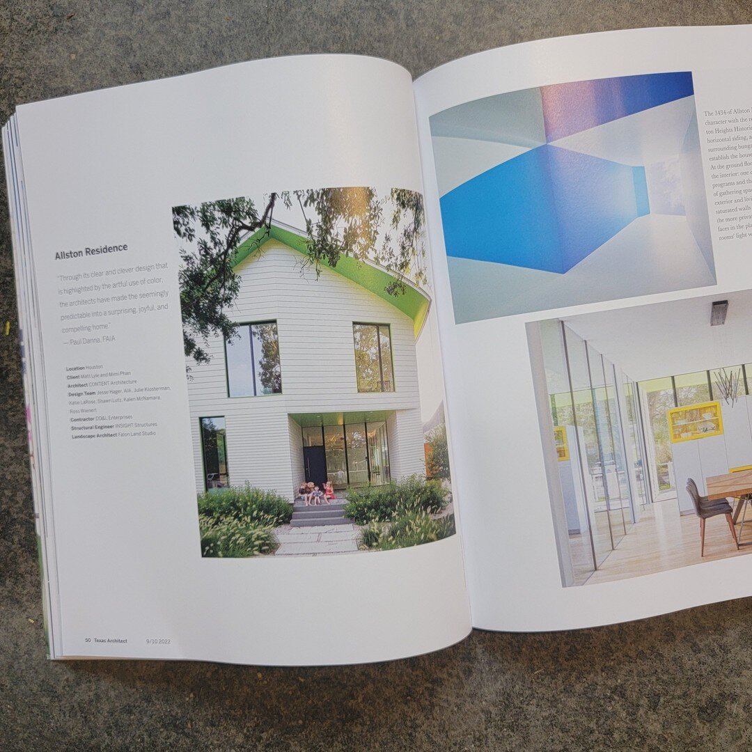 Texas Society of Architects 2022 Design Awards winner @contentarchitecture  is featured in the current issue of Texas Architect magazine. We are proud of our exciting history working with their projects! Congratulations to their great team.

#concret