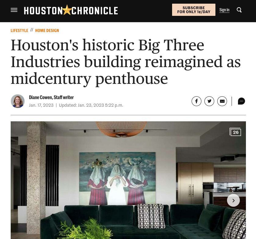 Congratulations to our friends and allies Kyle Humphries (of Murphy Mears Architects and @kyle.humphries.design ) and Mary Lambrakos (of @lambrakos.studio) and Stillwater Builders. This article in the @houstonchron about their renovation project and 