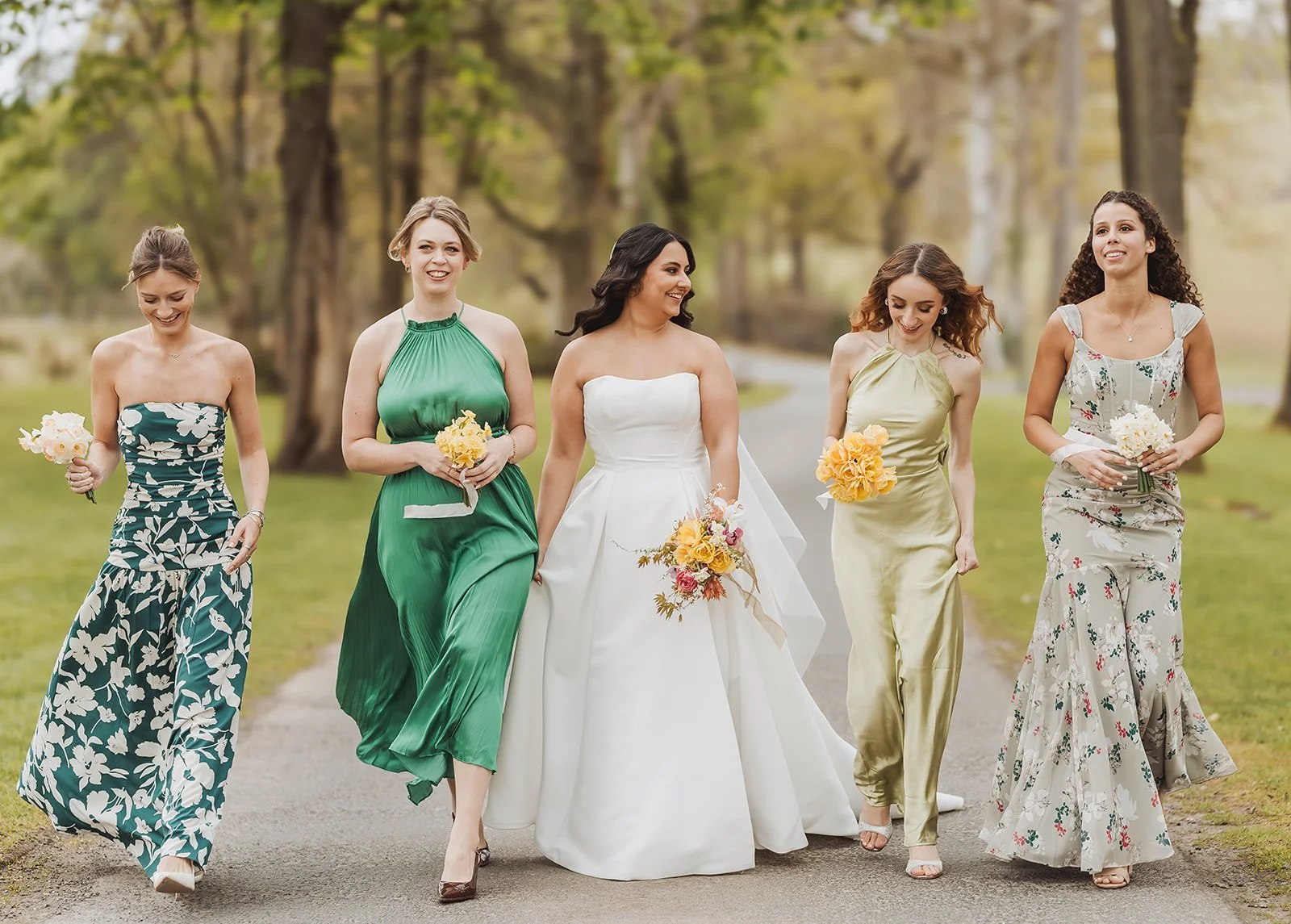 enterkine-house-wedding-venue-ayrshire-david-long-photography-bridesmaids-flowers-walking.jpg