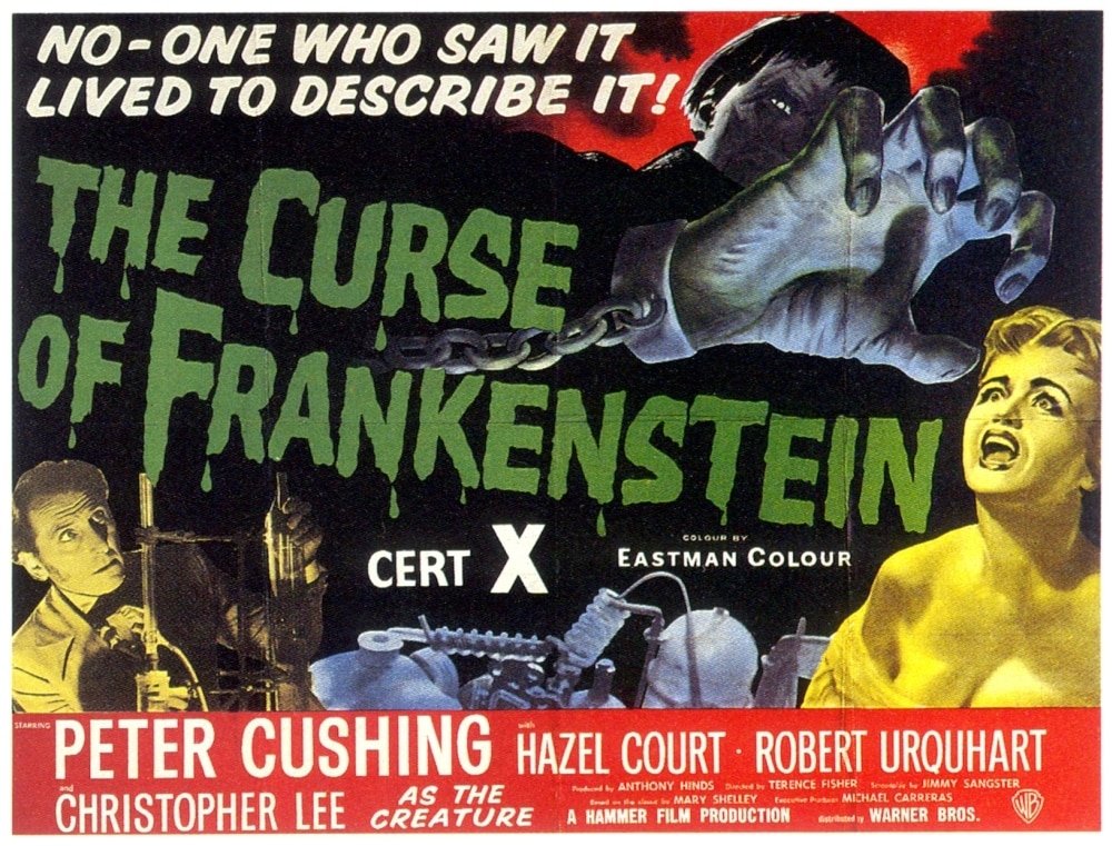 The poster for 1957's The Curse of Frankenstein.