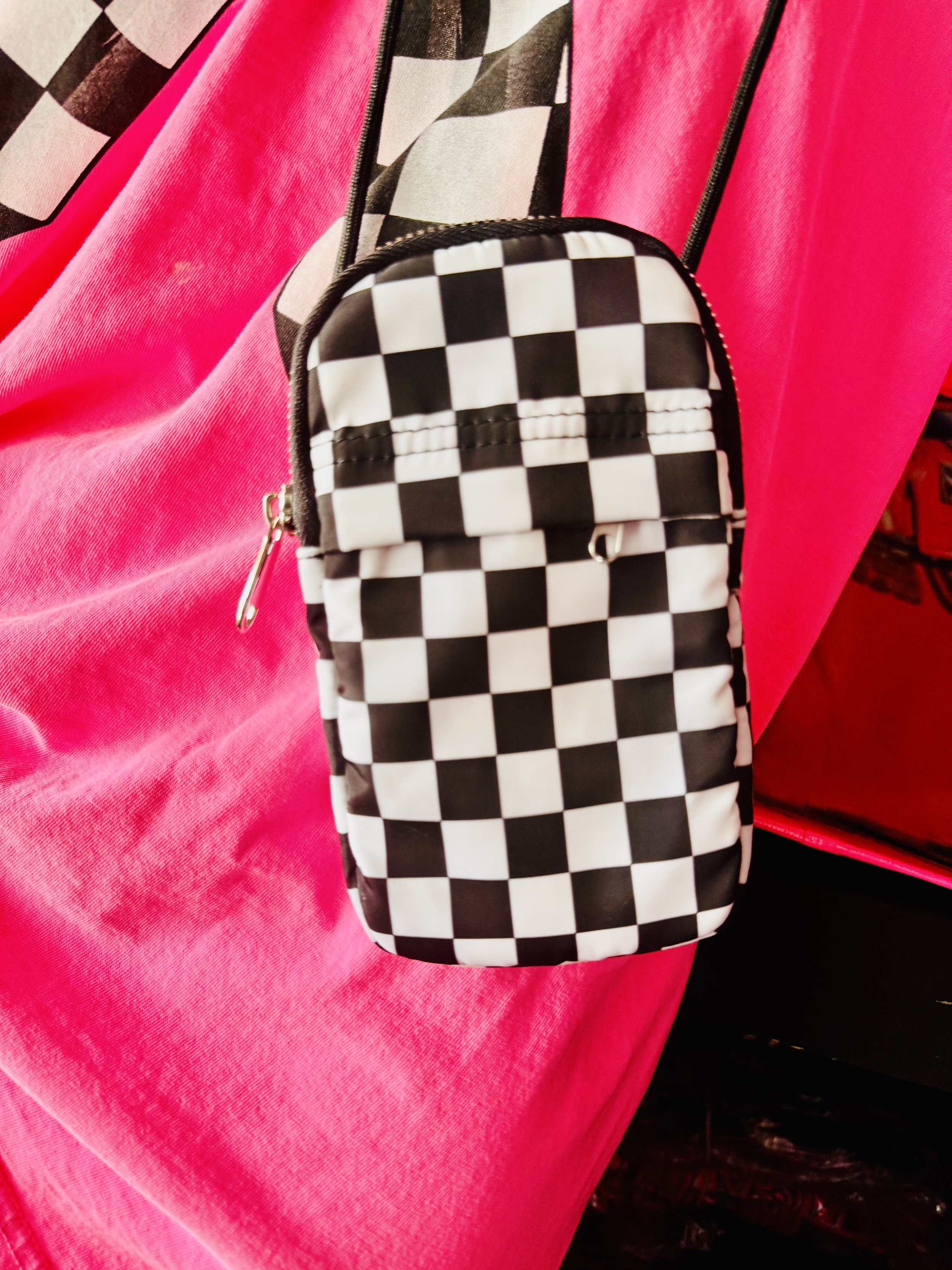Race Check cross body purse