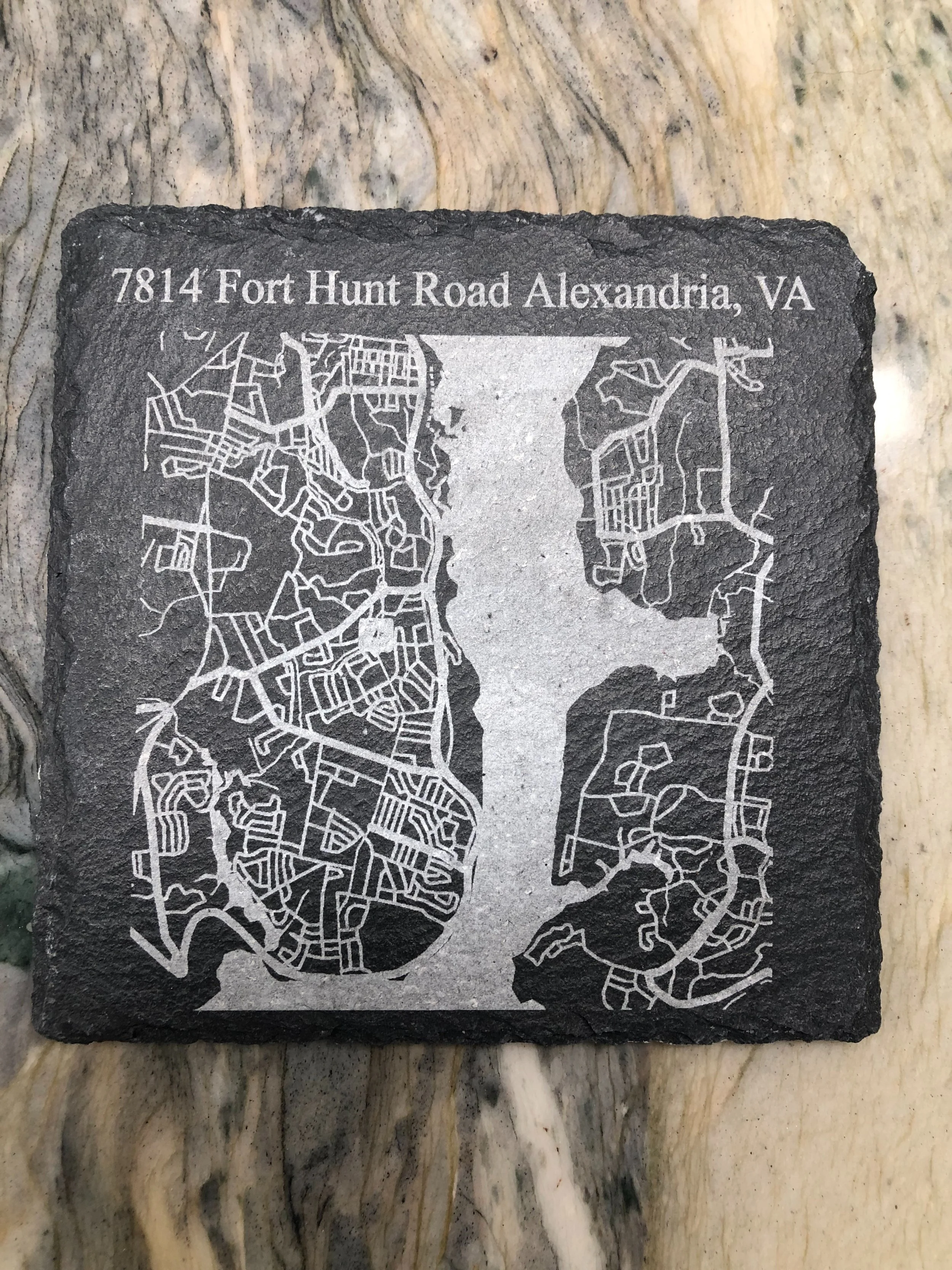 Laser engraved coasters maps — Alexandria Knife Sharpening & Laser