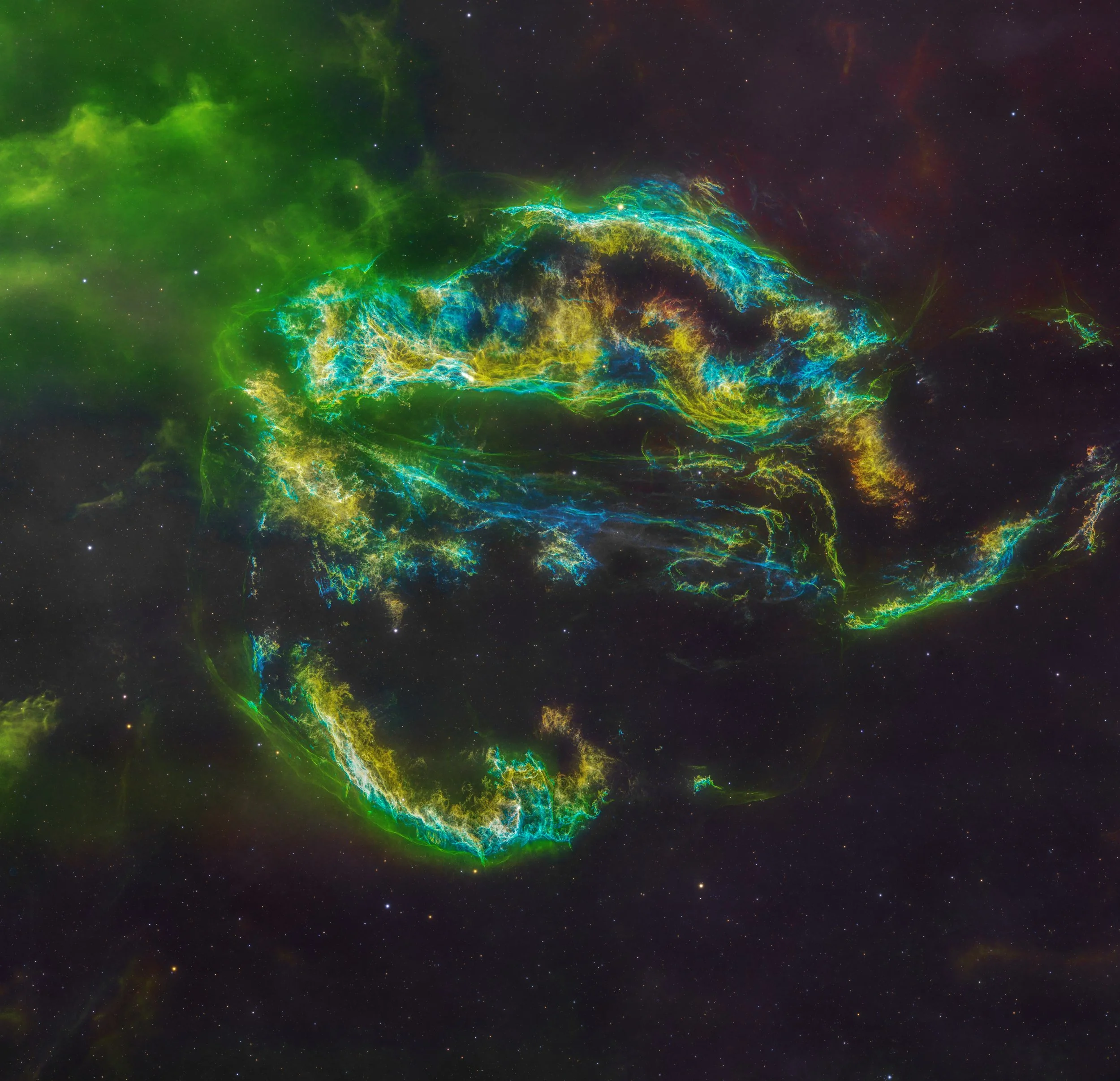 Veil SNR in Hubble (SHO) palette 