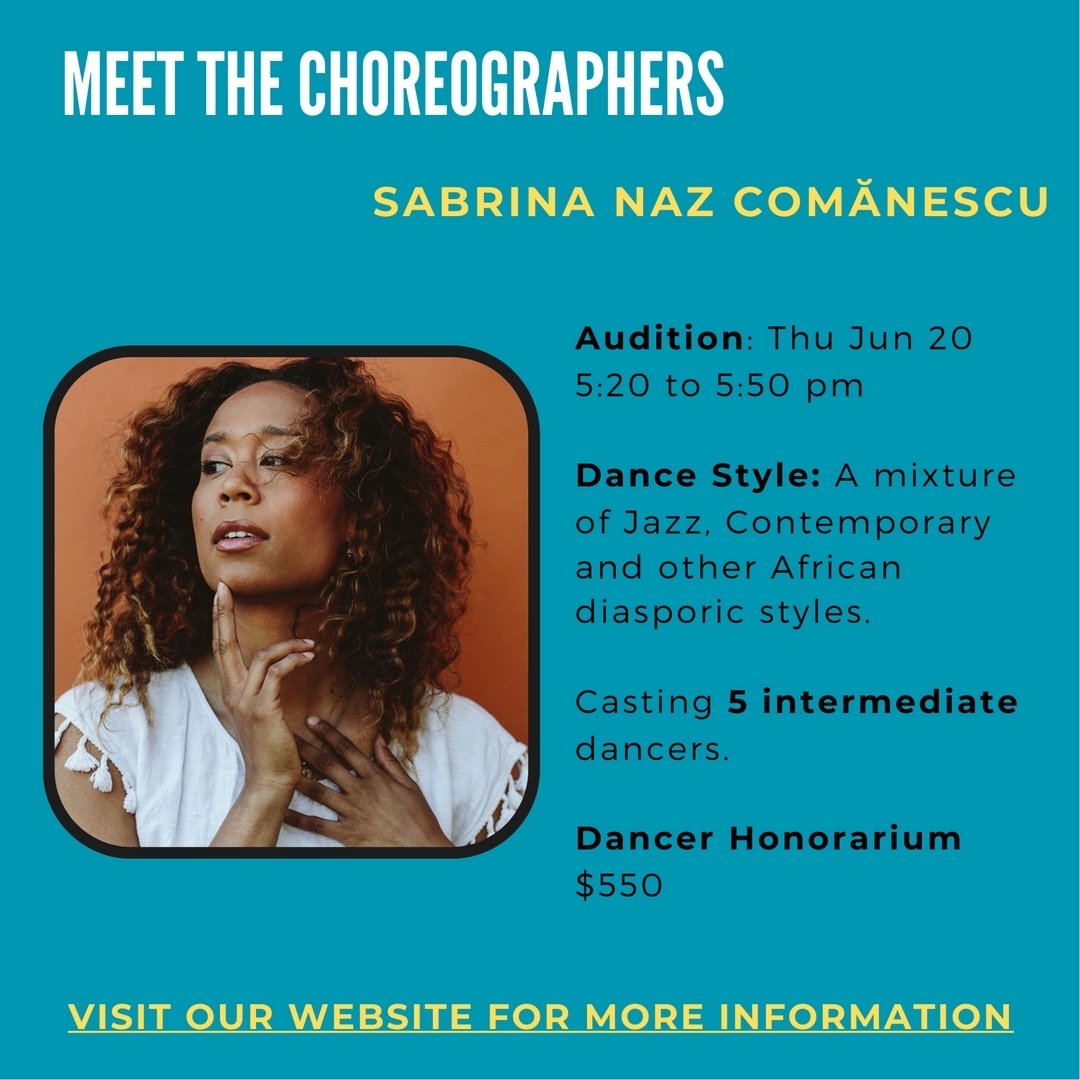 As a Canadian based dancer, Sabrina Naz Comănescu is truly a dynamic member of the nation's artistic landscape. She has helped cultivate the Calgary dance scene for over a decade as a performer, choreographer, filmmaker, dance instructor and festival