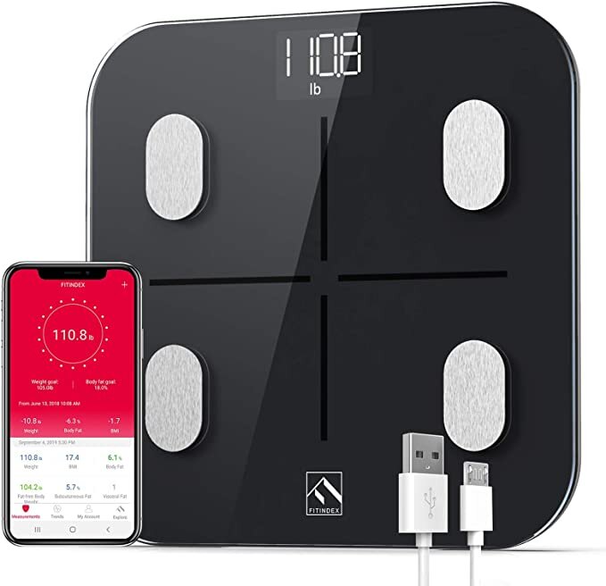 FITINDEX Smart Body Fat Scale and Tape Measure, Digital Bathroom