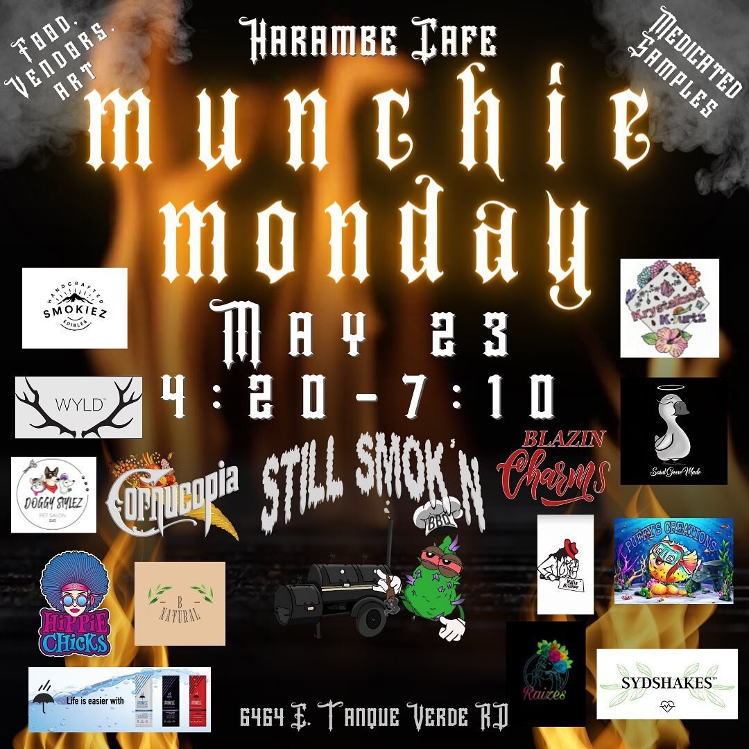 MAY 23rd MUNCHIE MONDAY UPDATE!

We&rsquo;ve added @sydshakes and her plant based protein shakes to the kickback! 

Only one week away from medicated samples, food from @stillsmokn_bbq, and vendors offering local healthcare products, local art, stone