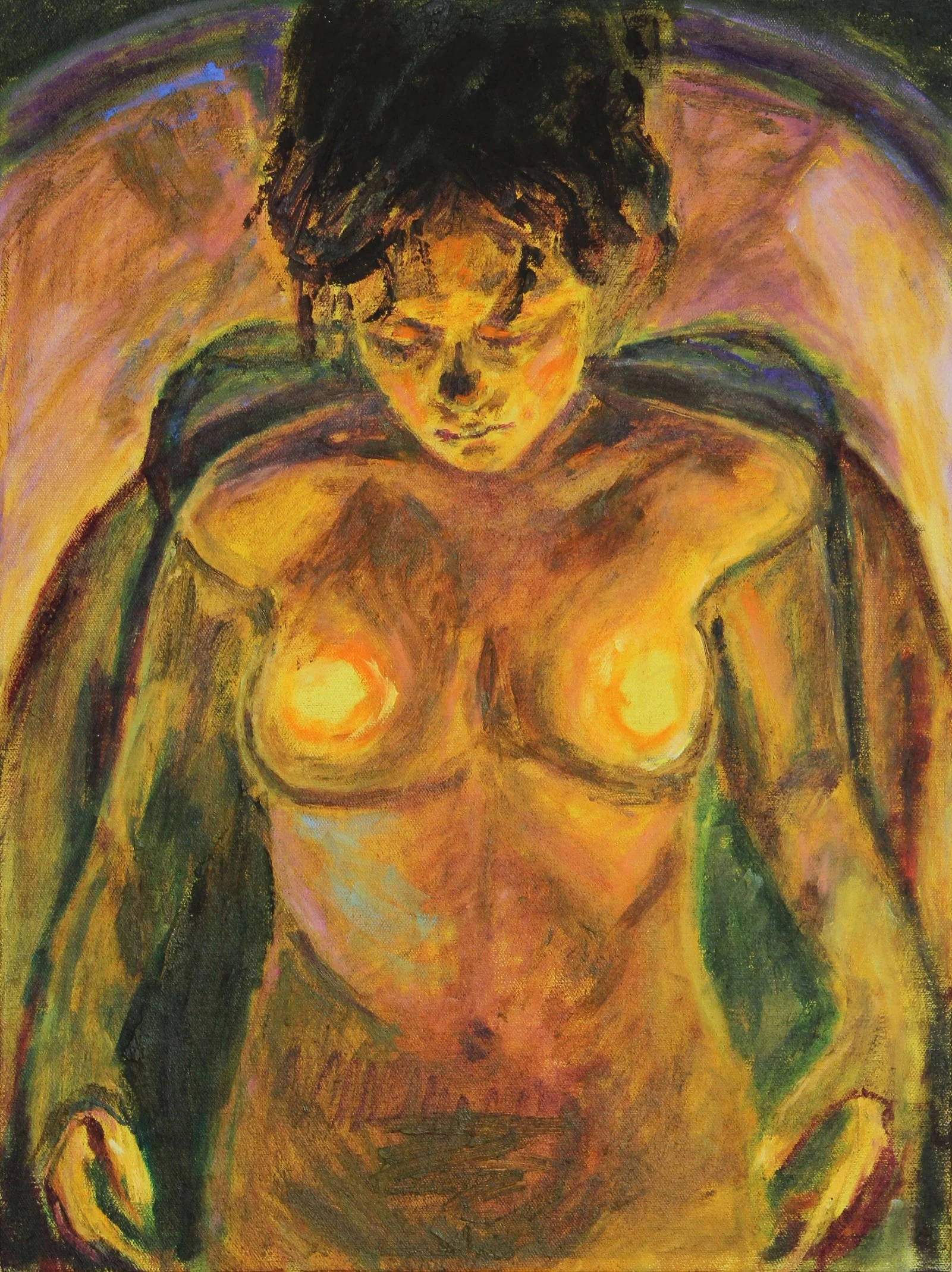 Wings in dark pools, 2026, Oil on canvas, 20.25" x 15"