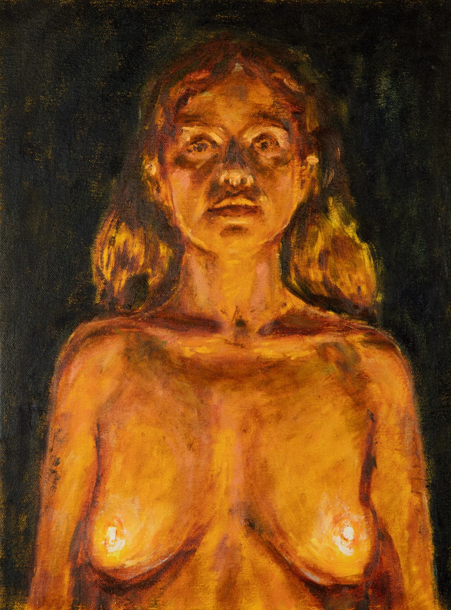 Night opens; night traversed by wandering moths, 2025, Oil on canvas, 16" x 12"