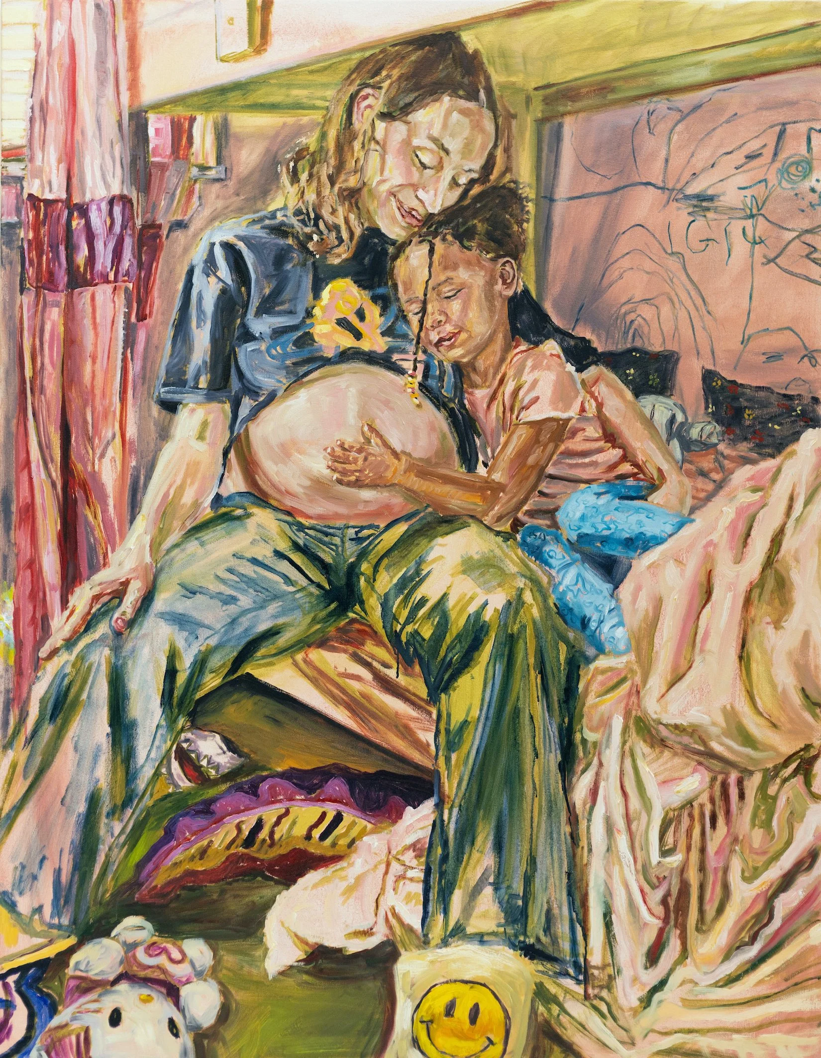 Being pregnant with Gigi started up my art practice… As Gigi grew, it became more about trying to balance having time for my art practice. So that’s where I hope I can keep going with it… I want to, but it’s hard - Portrait of Julia Hutt, Gigi and Ja