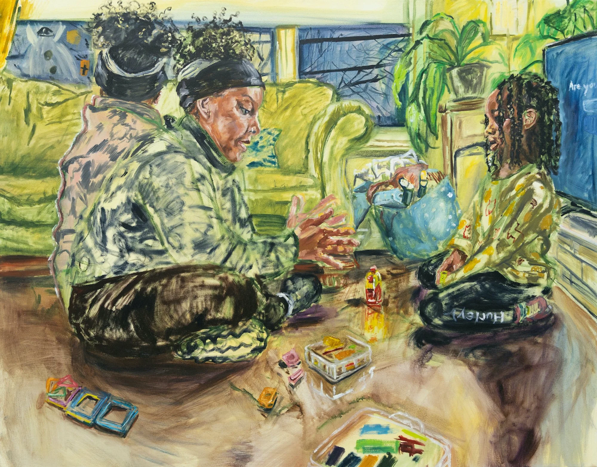 Now that I'm working more, I definitely don't have much time to like paint or anything. ‘Cause I'm just so tired. But when I do have like a break, I usually paint with her… I go to work and I literally just come home and do it all over again. But whe