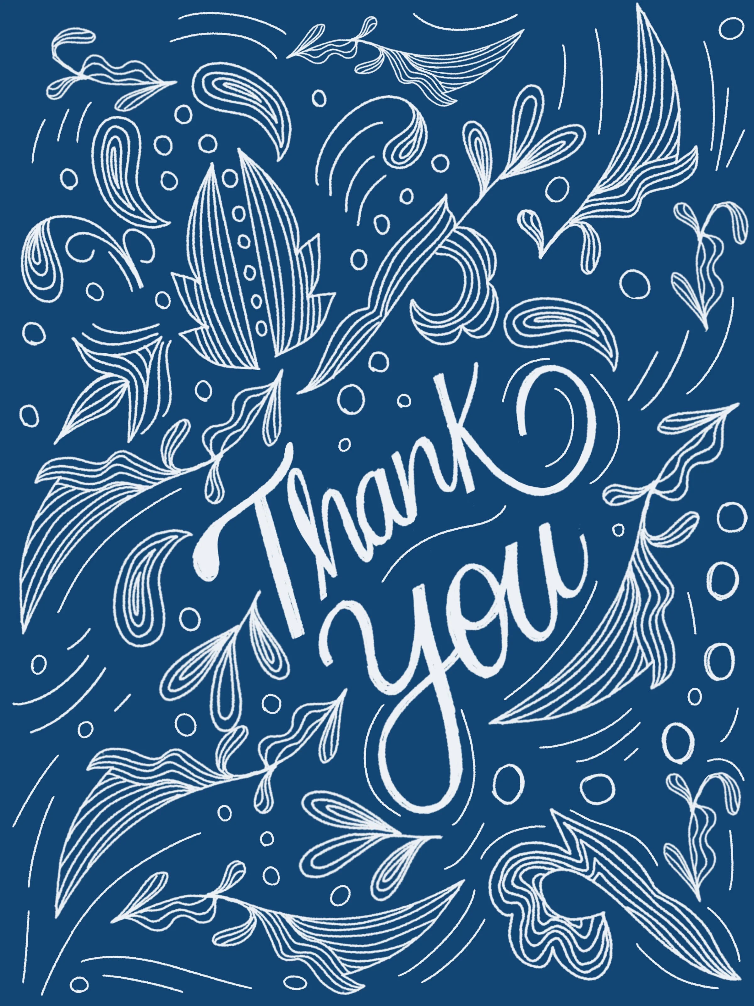 thank you card- blue