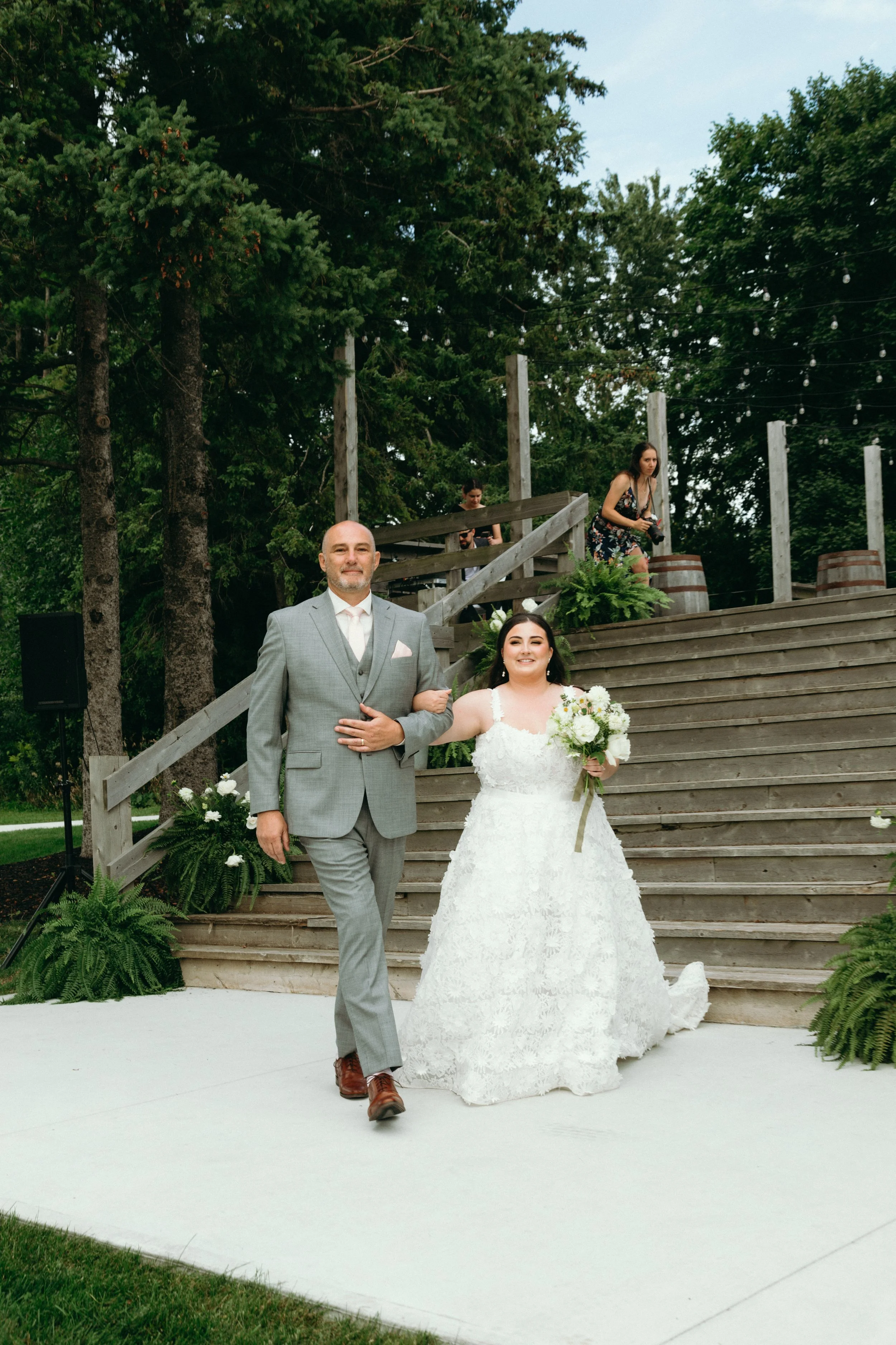 Bridal bouquet sage and white and floral centerpiece services in Durham Region 