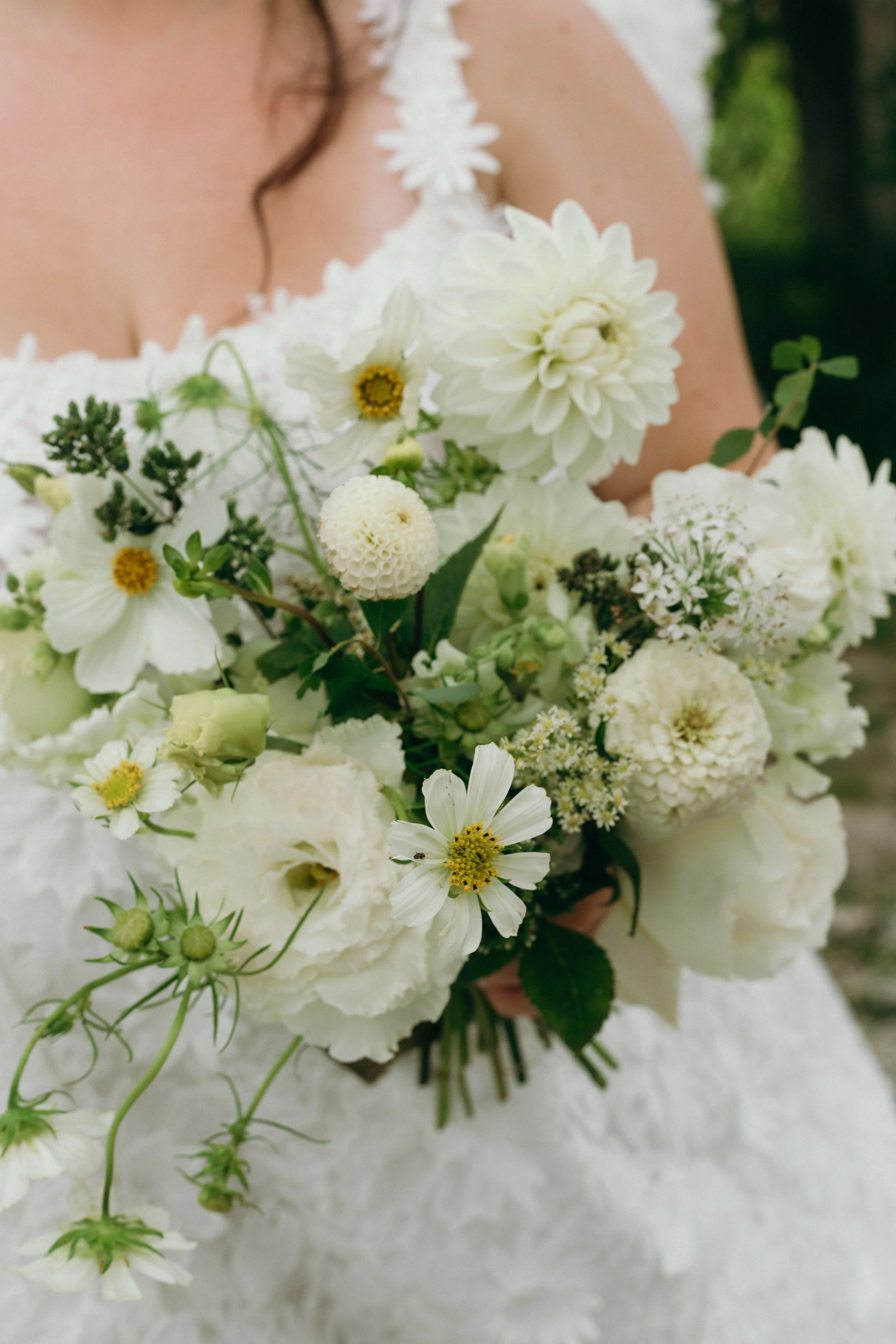 bespoke wedding Florals done by florist in Pickering Ontario classic lush green  