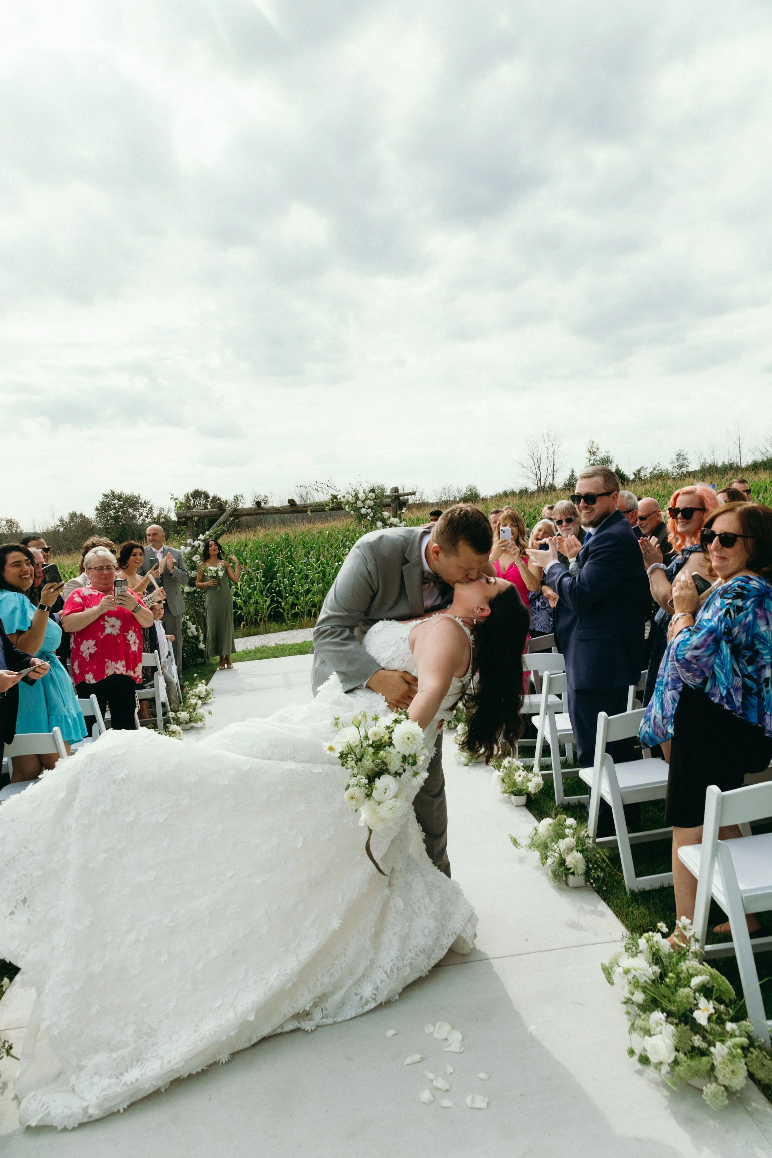 White and green florals bepsoke wedding flowers for couple