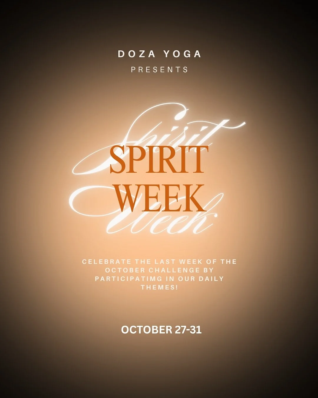 Our first ever Doza spirit week is here!! Last chances to get extra points for your October challenge, so let&rsquo;s get INTO it! 

Merch Monday, Topsy Turvy Tuesday, Wild Wednesday, Throwback Thursday and Freaky Friday 🎃👻

Every participant will 