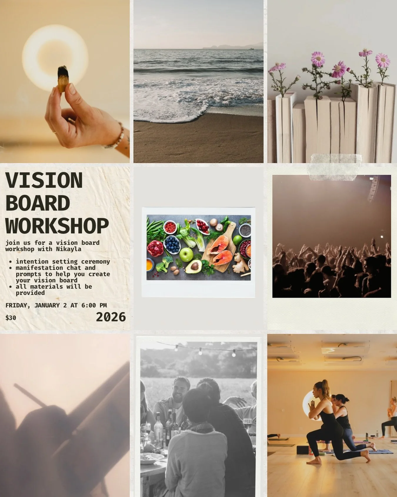Join us for our annual Vision Board Workshop with Nikayla &mdash;a creative and intentional space to welcome the new year. We&rsquo;ll begin with an intention-setting ceremony and a conversation around manifestation, then bring your visions to life a