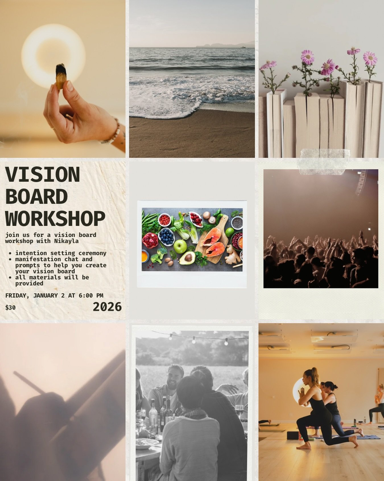 Join us for our annual Vision Board Workshop with Nikayla &mdash;a creative and intentional space to welcome the new year. We&rsquo;ll begin with an intention-setting ceremony and a conversation around manifestation, then bring your visions to life a