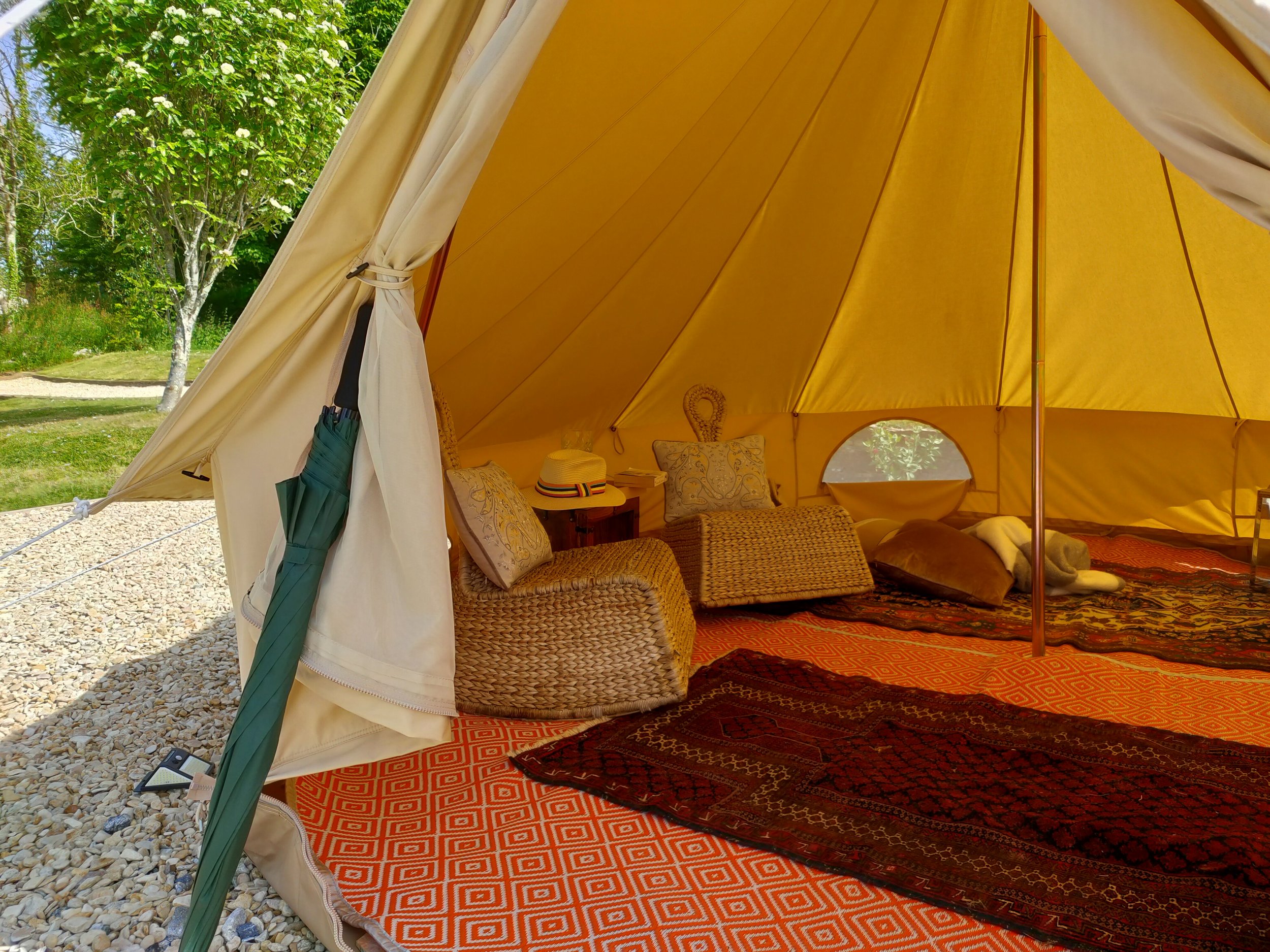 Our bedouin tent at Stargazey at Moonshadow Luxury Shepherd Huts in Cornwall