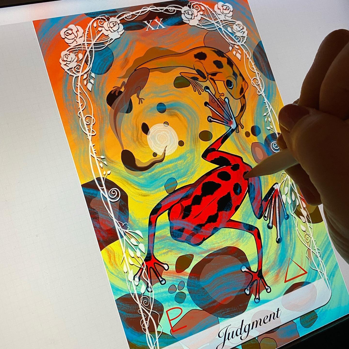 Working on a new card, #judgment and leaning into the transformation theme&hellip; #climbingrosetarot #judgement #judgmenttarot #judgementtarot #tarot #tarotcards #tarotreadersofinstagram #tarotcommunity #tarotreading #tarotdeck #tarotdecks #tarotlov