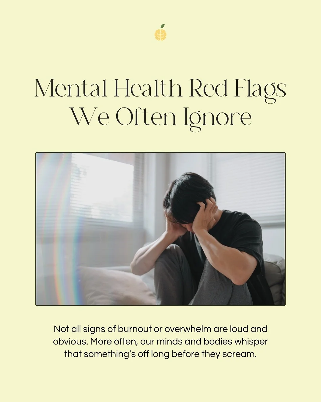 Sometimes the signs that our mental health needs attention are quiet ones &mdash; changes in sleep, constant fatigue, irritability, or withdrawing from people we love. In our latest blog, we&rsquo;re breaking down the red flags we often brush off but