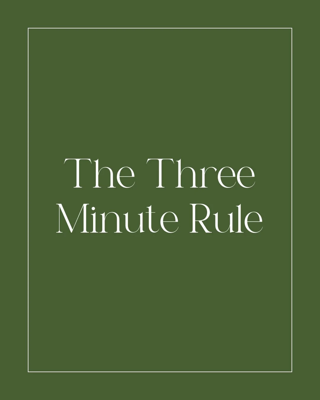 Sometimes it&rsquo;s not the big things weighing us down, it&rsquo;s the little undone ones we keep putting off. Swipe to learn the 3-minute rule and try doing one small thing today that&rsquo;ll clear some mental space!