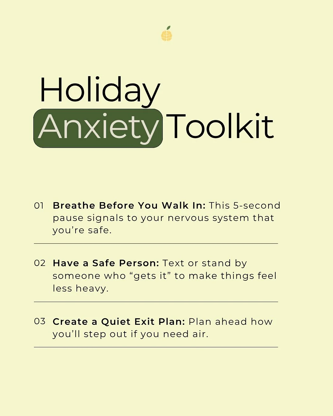 Holiday anxiety is real &mdash; social pressure, family dynamics, expectations, crowds, emotions&hellip;it&rsquo;s a lot. Our Holiday Anxiety Toolkit is here to remind you that you&rsquo;re allowed to take breaks, set boundaries, and move at your own