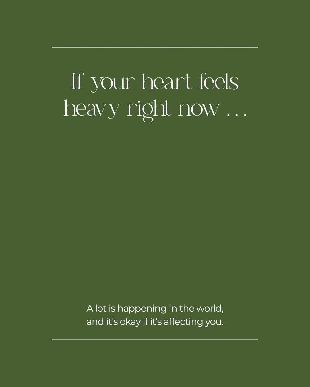 We know a lot of hearts feel heavy right now. When things are happening around us that feel overwhelming or unsettling, it can quietly take a toll on our mental health, even if we can&rsquo;t fully name why. This is your reminder to slow down, check 