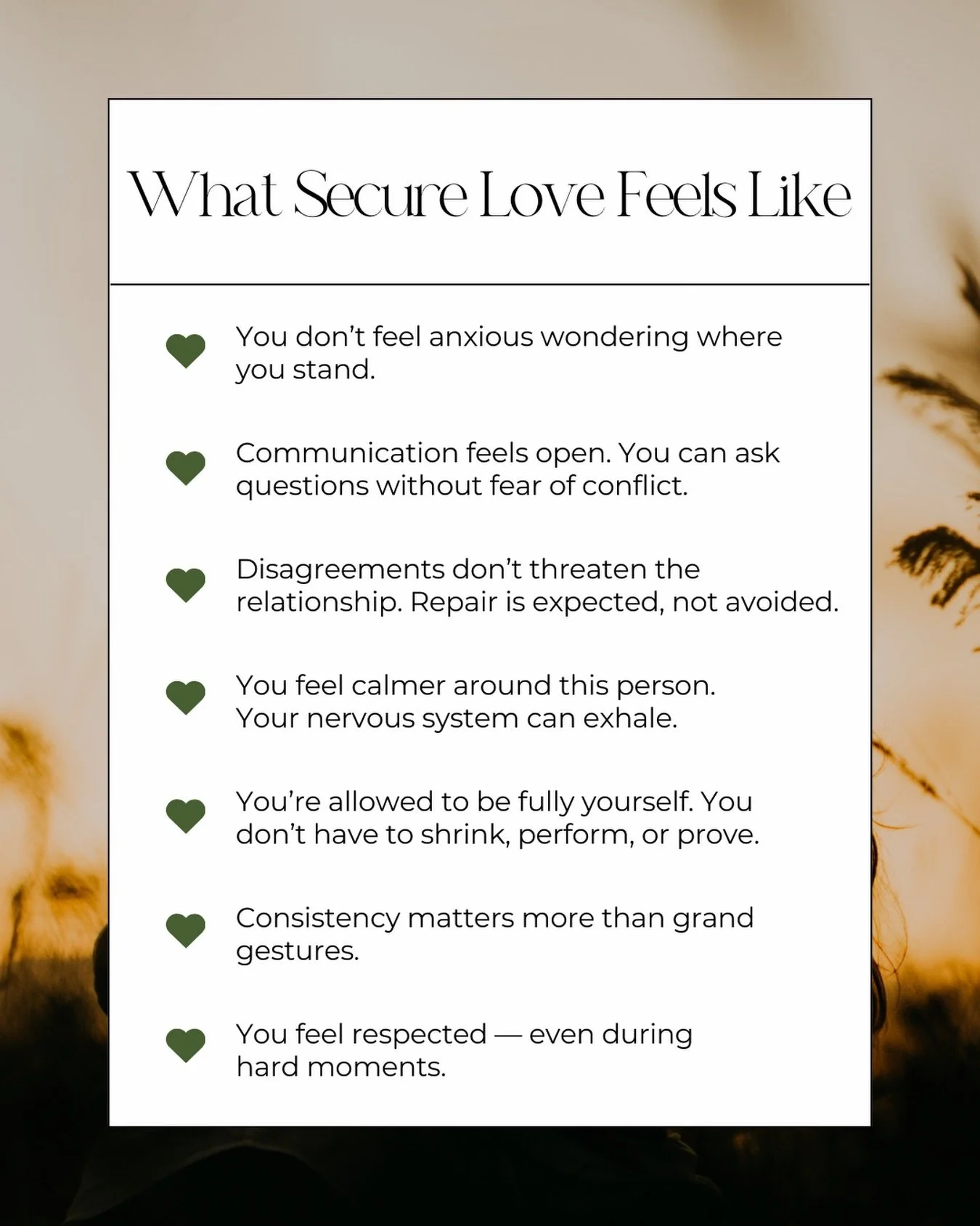 Secure love doesn&rsquo;t feel loud or chaotic. It feels steady, safe, and grounding. Many of us were taught to associate intensity with connection, so when love feels calm, it can feel unfamiliar or even boring at first. But safety isn&rsquo;t a lac