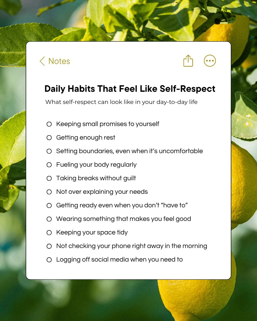 The way you treat yourself sets the tone for everything else 💛 The small choices matter more than you think - what's a habit that you can start incorporating this week?