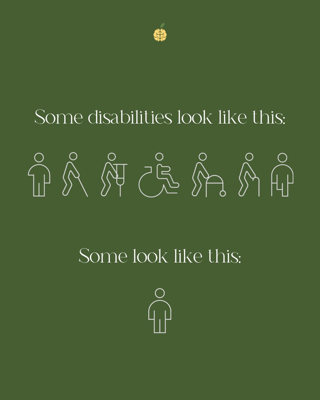 Some disabilities you can see, others you can&rsquo;t. You never know what someone is navigating 💛 May is Mental Health Awareness month, share this post to your story to show support!